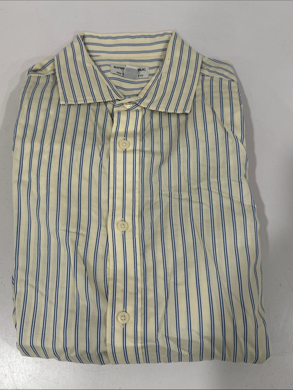 Banana Republic Cream Shirt with Blue Stripes